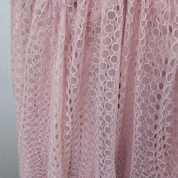 Free People Utopia Maxi Dress 6 Lace Ovelaid Fairycore Lined Pink Coquette - Picture 4 of 16